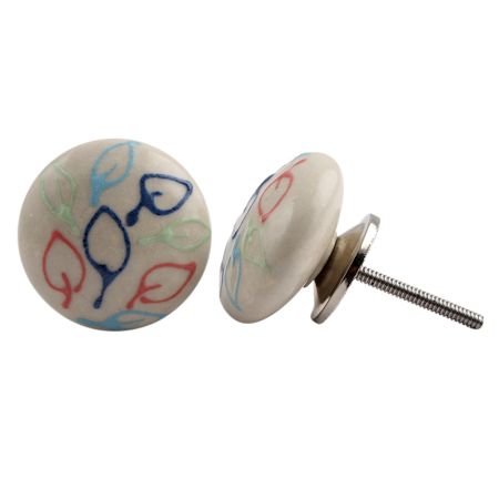 Multicolor Leaf Ceramic Knob